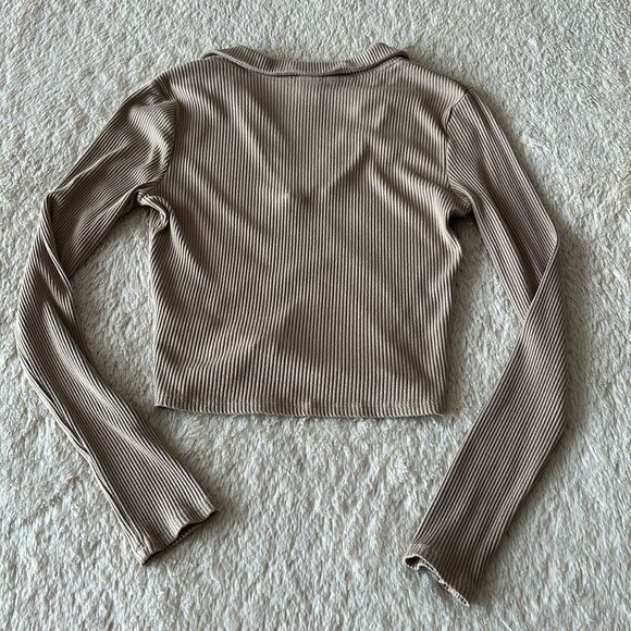 H&M long sleeve crop top tan size xs - Picture 4 of 16